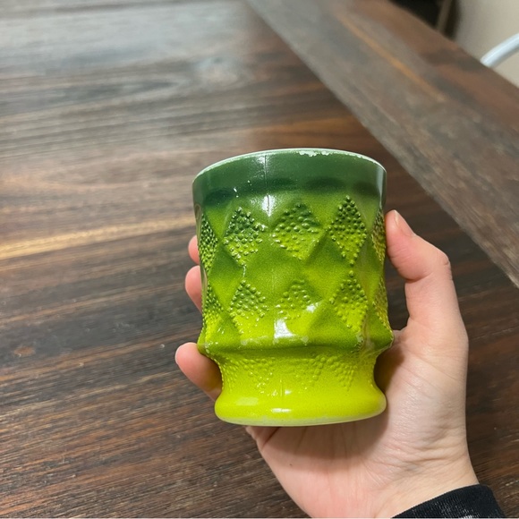 Anchor Hocking Kimberly Diamond green ombré mug dark light MCM Vintage fire king - Picture 3 of 7
